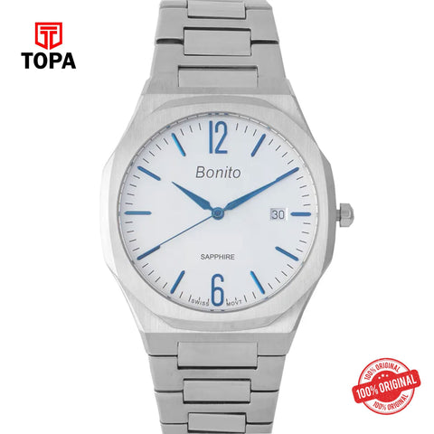 Topa Bonito-K-5129-CH-WHT-Metal-Band-Men-Watch - Product Image 1