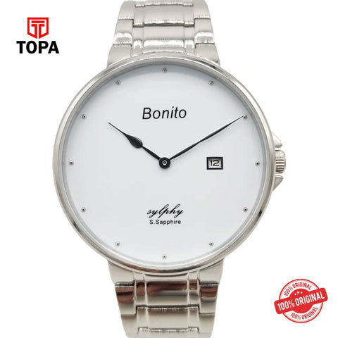 Topa Bonito-K-5129-CH-WHT-Metal-Band-Men-Watch - Product Image 1