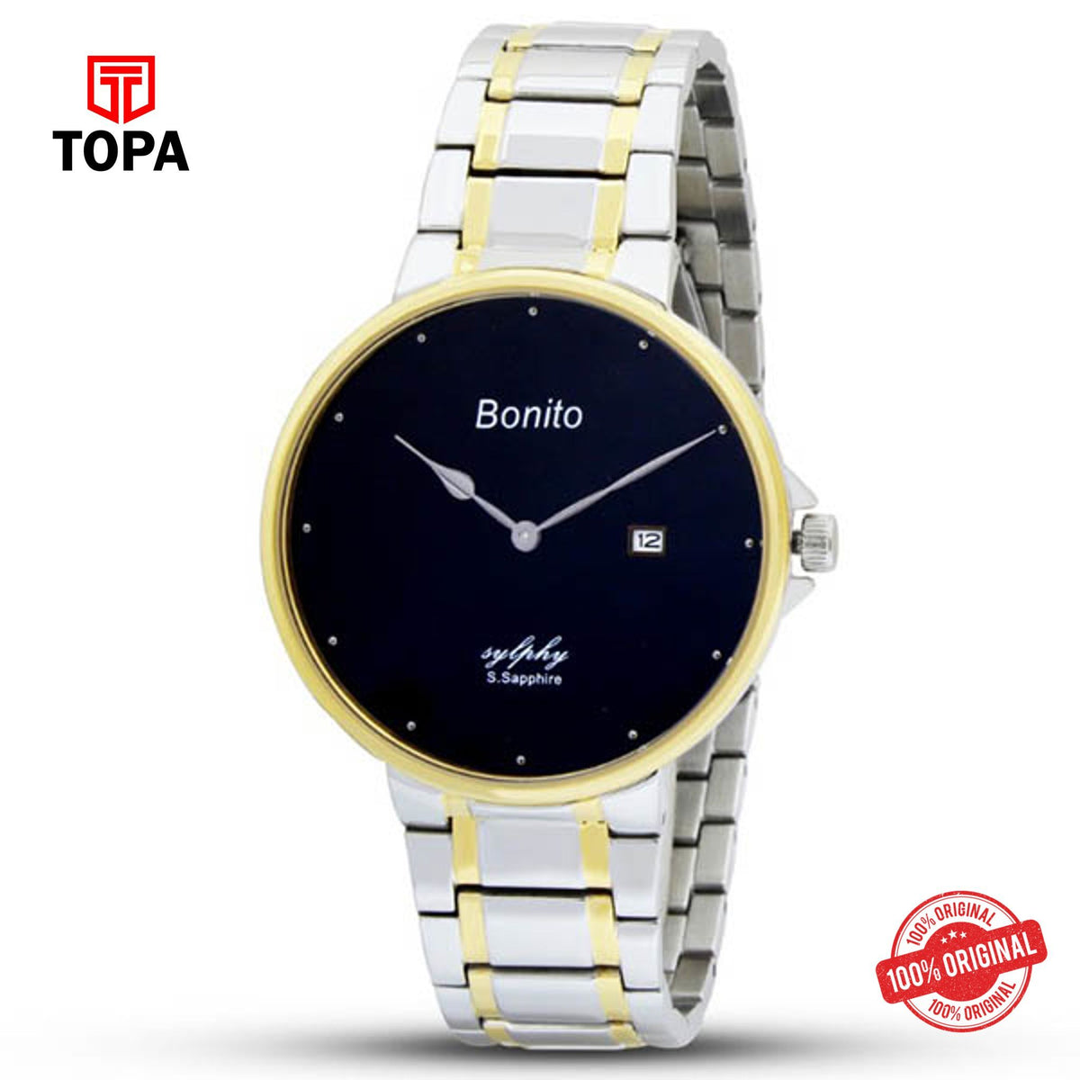 Topa Bonito-K-5129-TT-BK-Metal-Band-Mens-Watch - Product Image 1