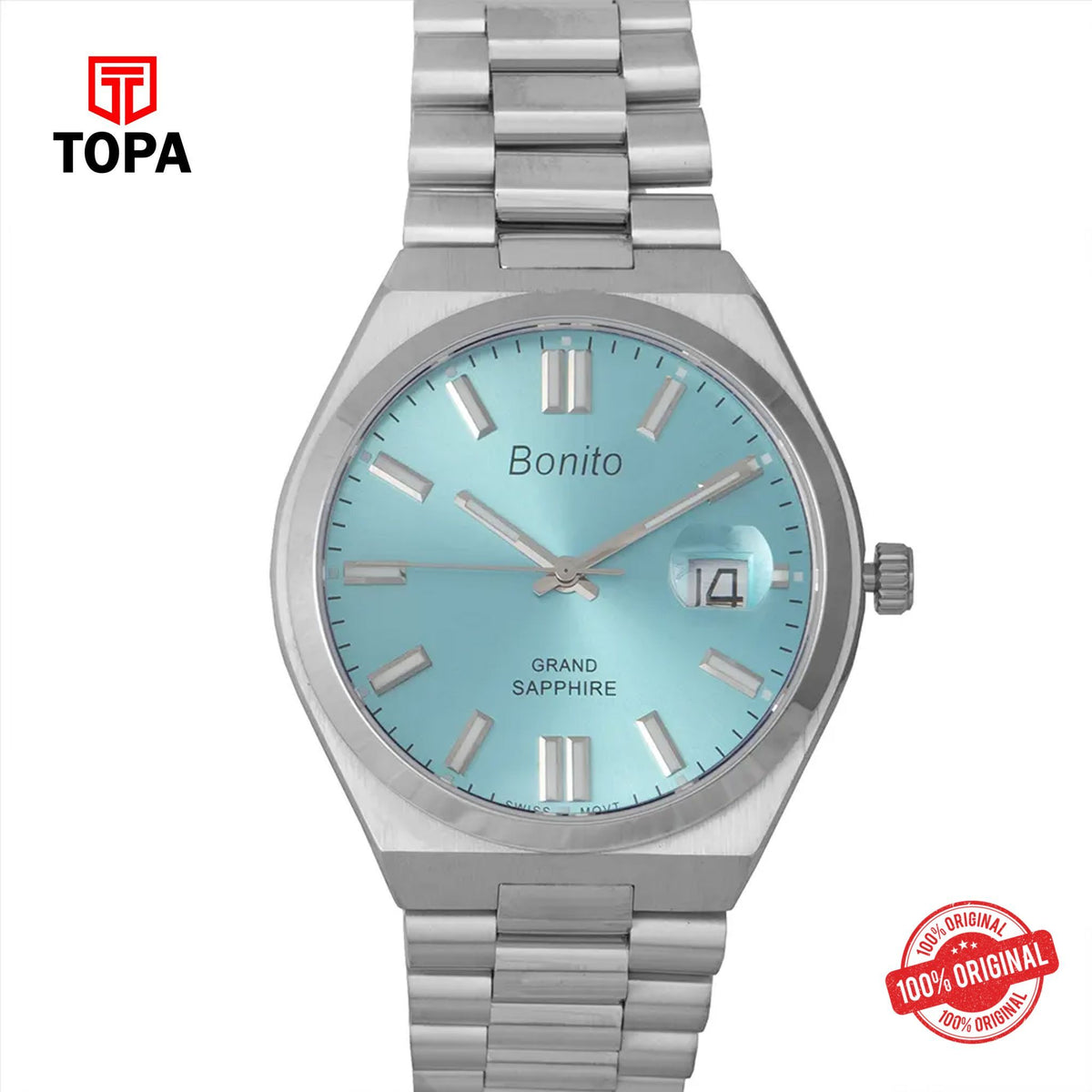 Topa Bonito-K-5130-CH-AQUA-Metal-Band-Men-Watch - Product Image 1