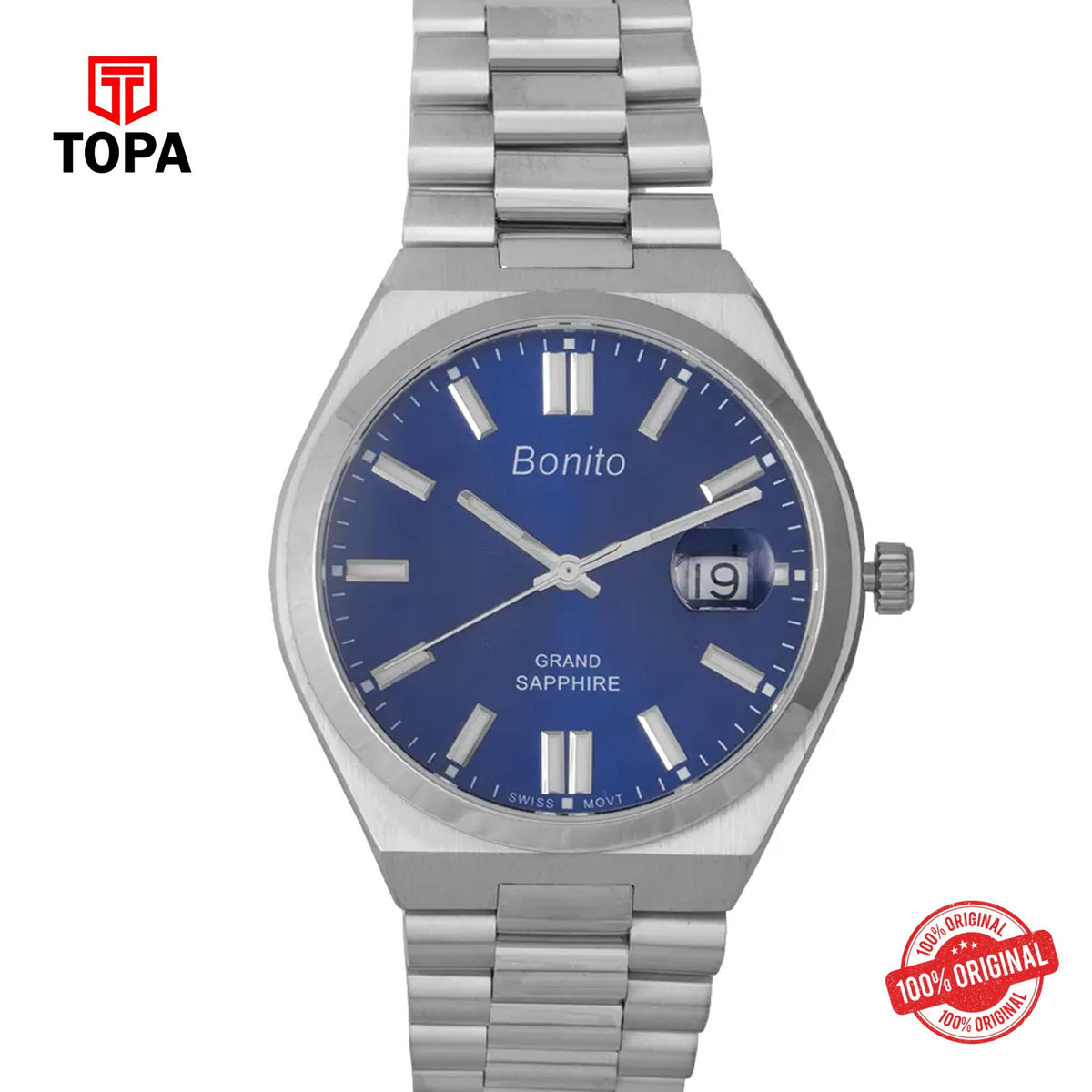 Topa Bonito-K-5130-CH-BLU-Metal-Band-Men-Watch - Product Image 1