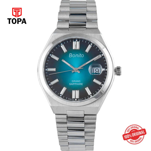 Topa Bonito-K-5130-CH-TEAL-Metal-Band-Men-Watch - Product Image 1