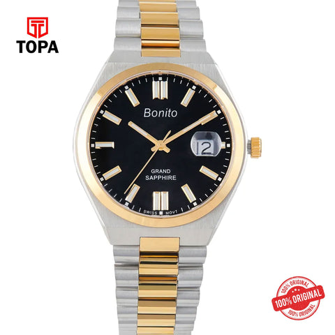 Topa Bonito-K-5130-TTGLD-BLK-Metal-Band-Men-Watch - Product Image 1