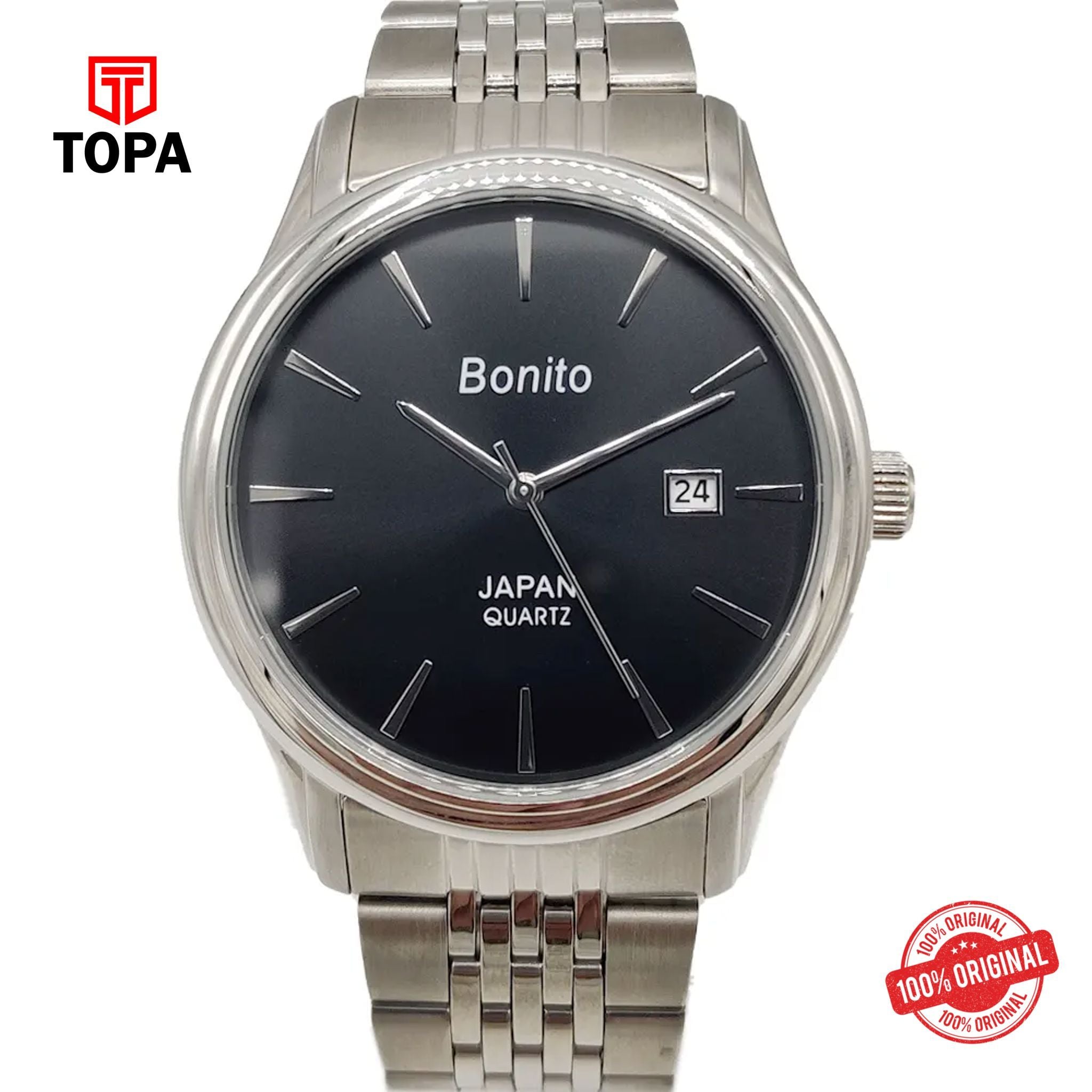 Topa Bonito-K-5133-CH-BLK-Metal-Band-Men-Watch - Product Image 1