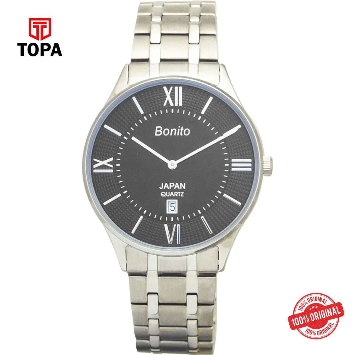 Topa Bonito-K-5134-CH-BLK-Metal-Band-Men-Watch - Product Image 1