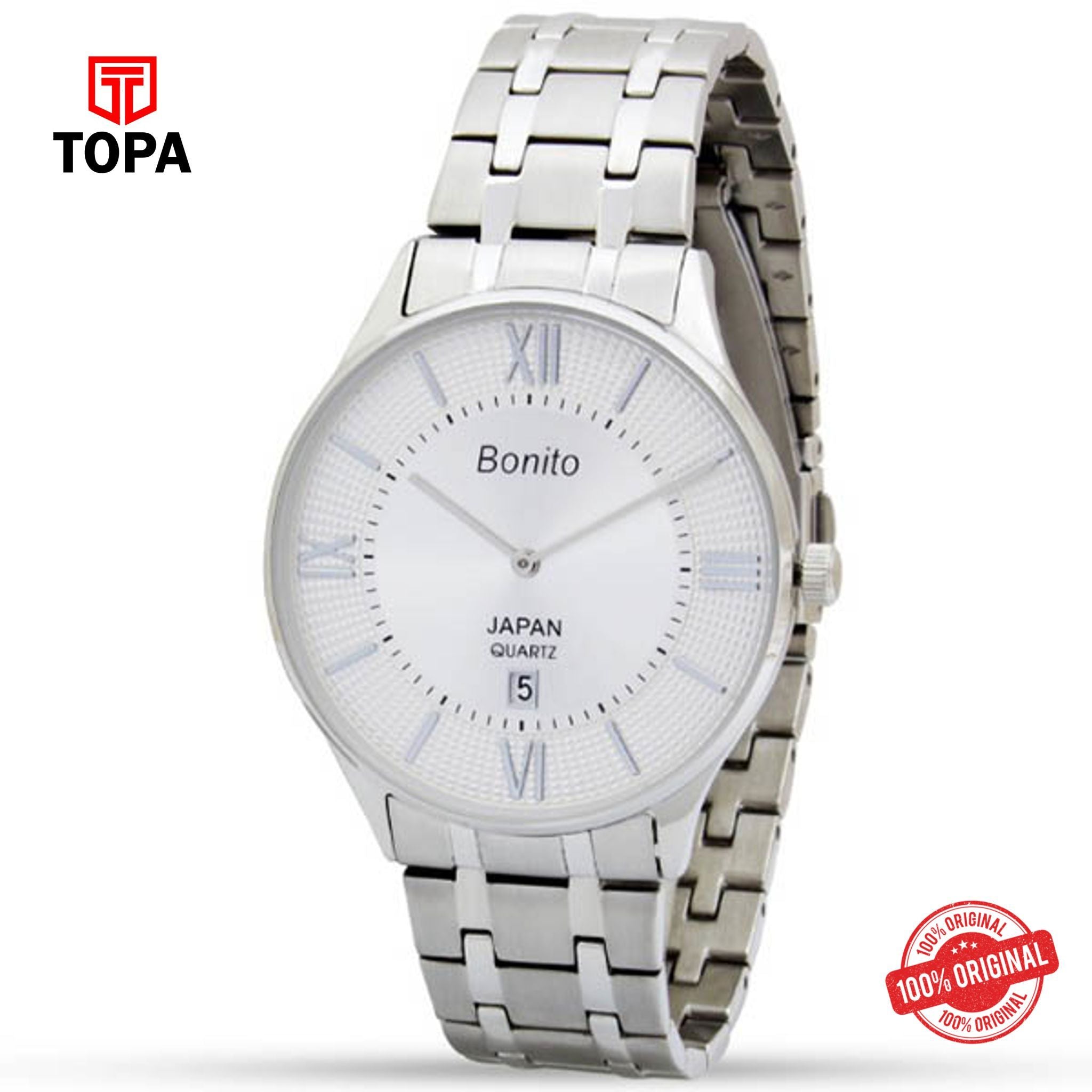 Topa Bonito-K-5134-CH-WHT-Metal-Band-Mens-Watch - Product Image 1