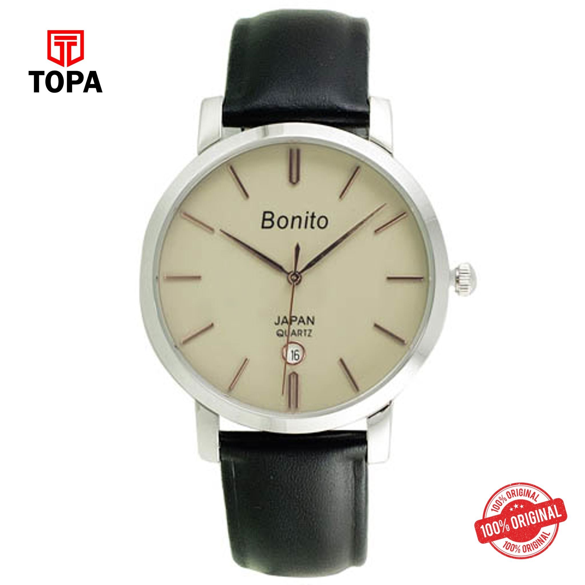 Topa Bonito-K-5135-ST-CRM-Leather-Strap-Menss-Watch - Product Image 1