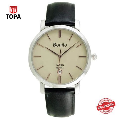 Topa Bonito-K-5135-ST-CRM-Leather-Strap-Menss-Watch - Product Image 1