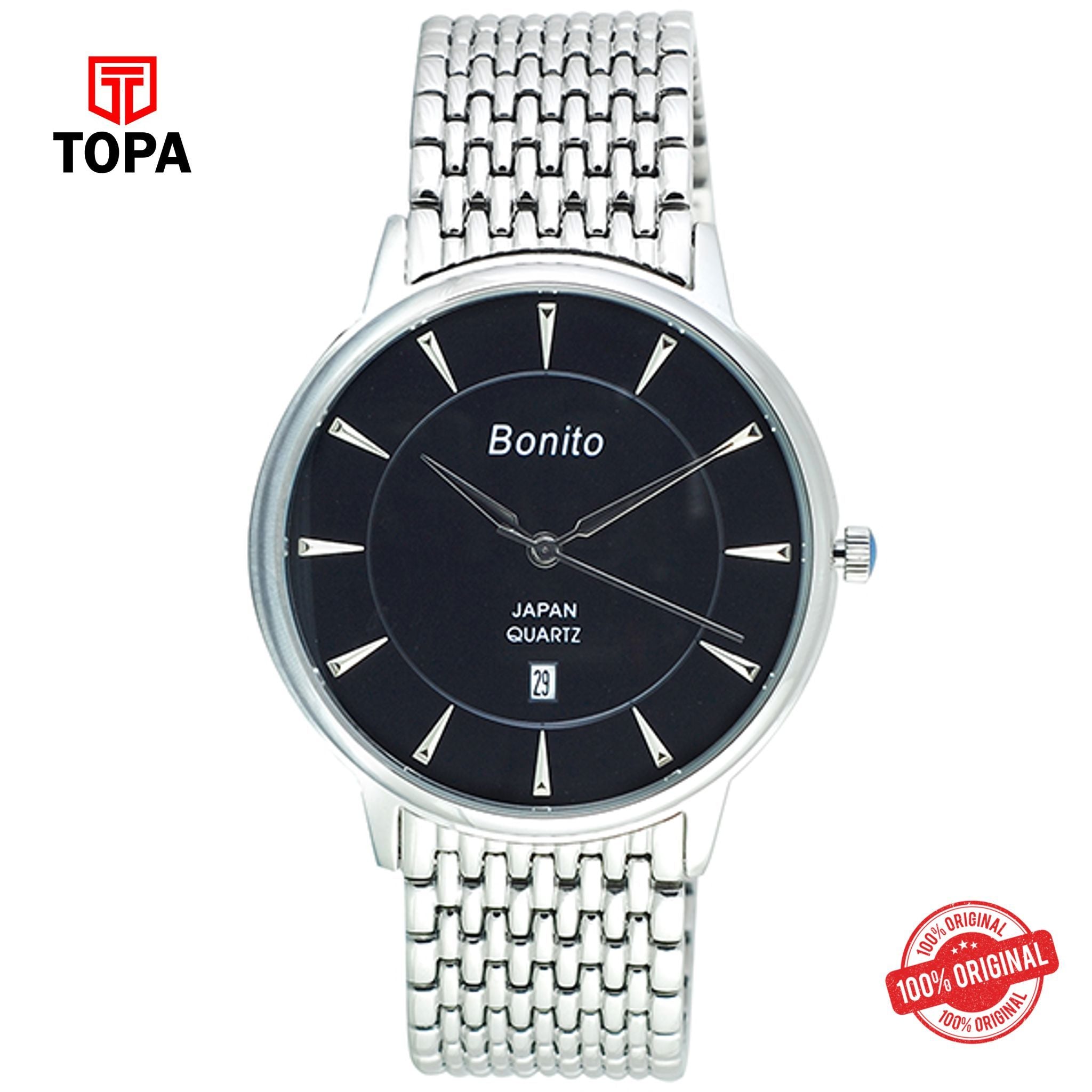 Topa Bonito-K-5136-CH-BK-Metal-Band-Mens-Watch - Product Image 1