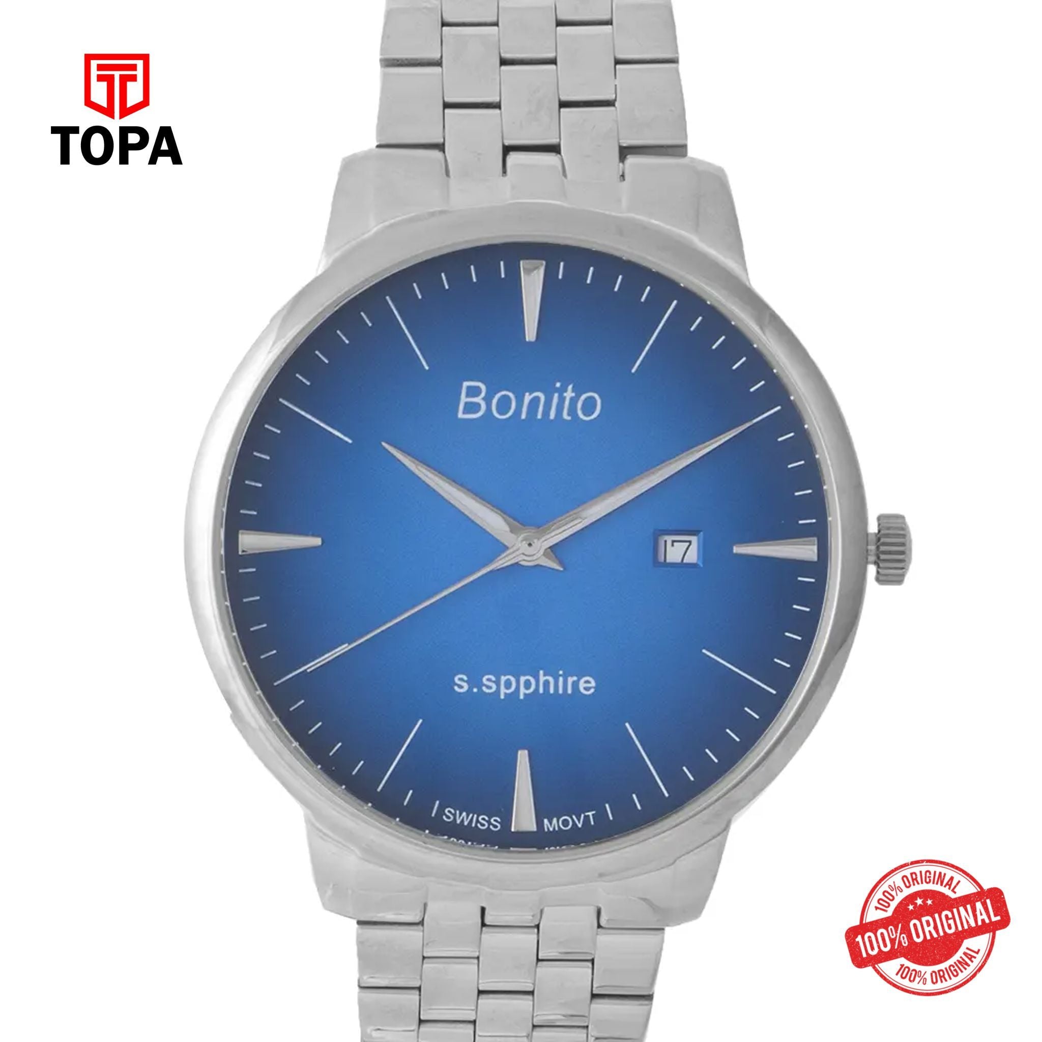 Topa Bonito-K-5136-CH-BLU-Metal-Band-Men-Watch - Product Image 1