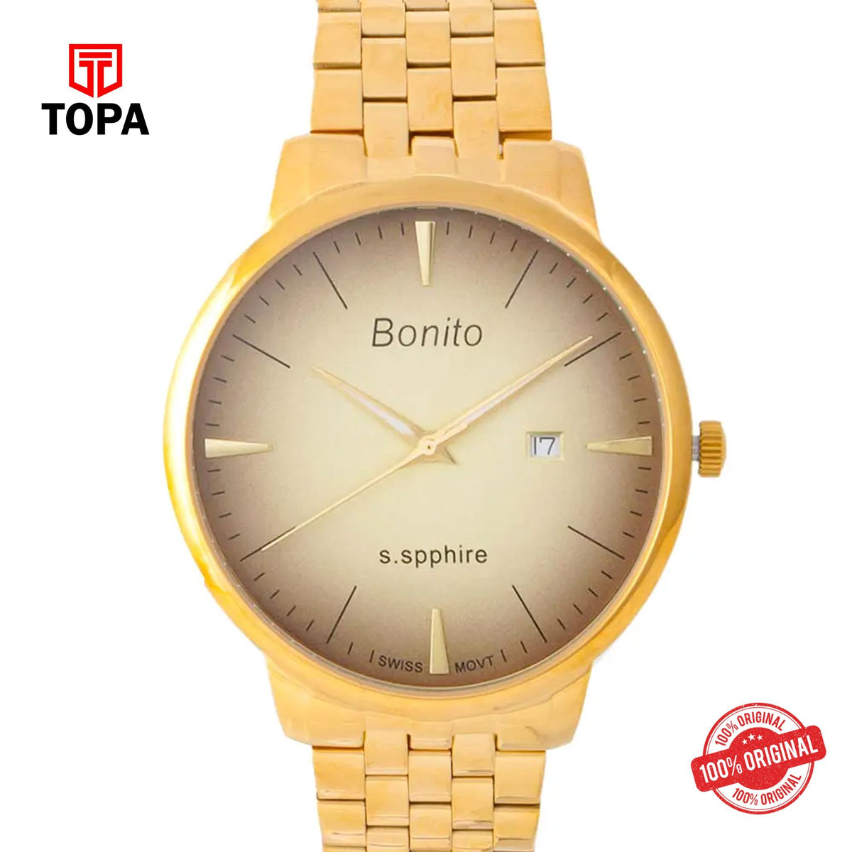 Topa Bonito-K-5136-GLD-Metal-Band-Men-Watch - Product Image 1