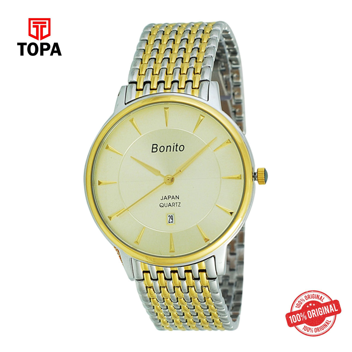 Topa Bonito-K-5136-TT-G-Gld-Metal-Band-Mens-Watch - Product Image 1