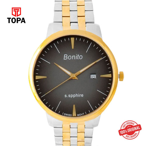 Topa Bonito-K-5136-TTGLD-BLK-Metal-Band-Men-Watch - Product Image 1