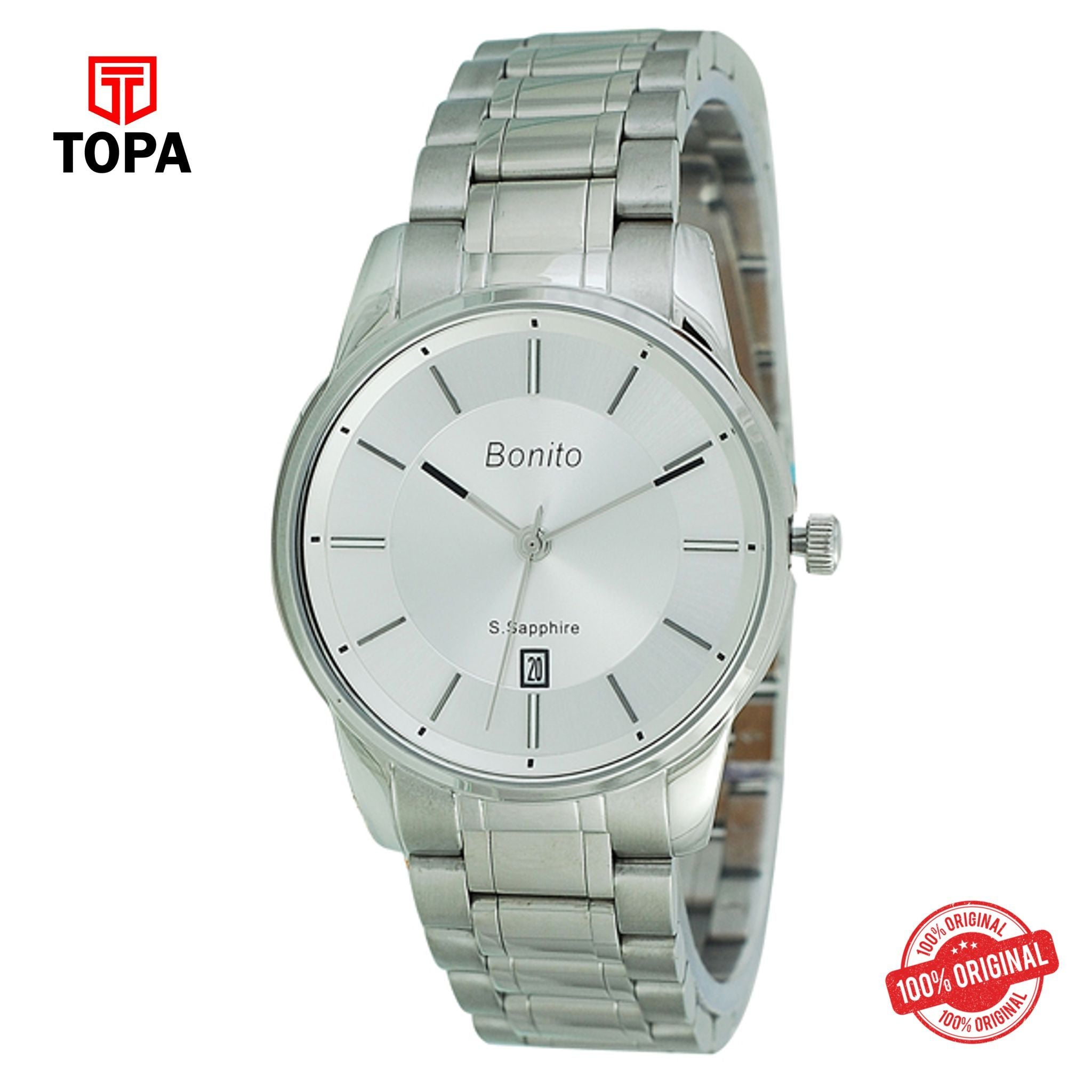 Topa Bonito-K-5138-CH-WHT-Metal-Band-Mens-Watch - Product Image 1