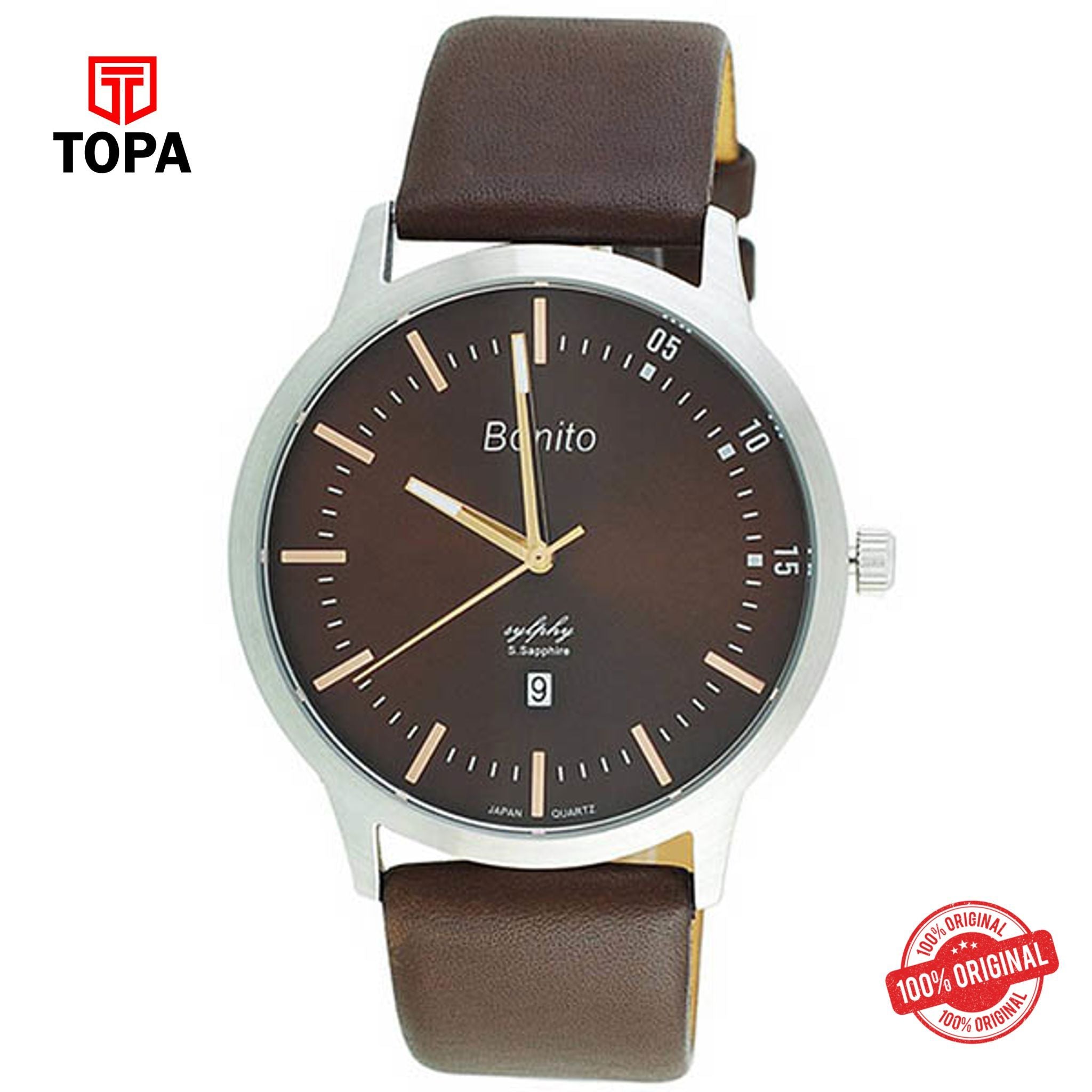 Topa Bonito-K-5139-St-Brwn-Leather-Strap-Mans-Watch - Product Image 1
