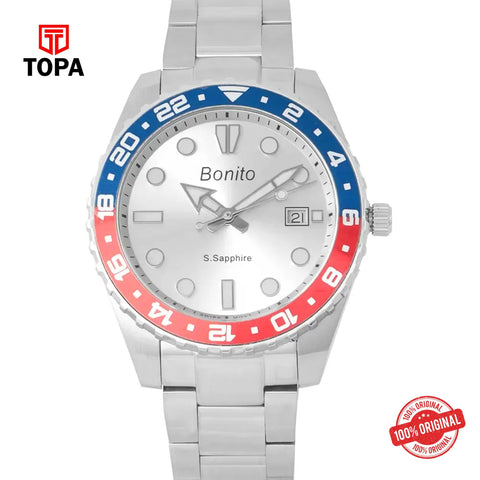 Topa Bonito-K-5141-CH-WHT-Metal-Band-Men-Watch - Product Image 1