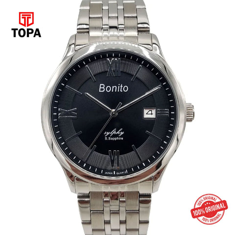 Topa Bonito-K-5142-CH-BLK-Metal-Band-Men-Watch - Product Image 1