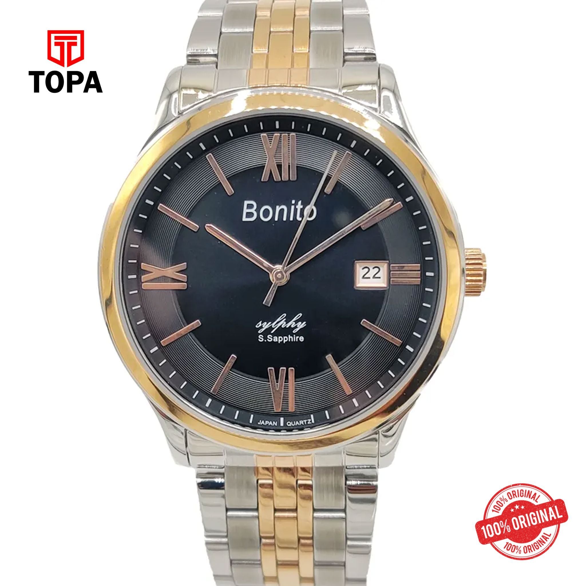 Topa Bonito-K-5142-TT-BLK-Metal-Band-Men-Watch - Product Image 1