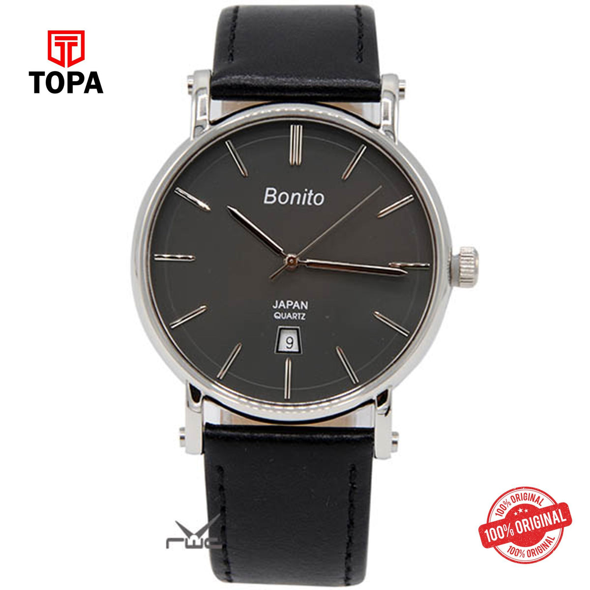 Topa Bonito-K-5143-Black-Leather-Strap-Mens-Watch - Product Image 1