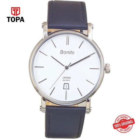 Topa Bonito-K-5143-WHT-Leather-Band-Men-Watch - Product Image 1
