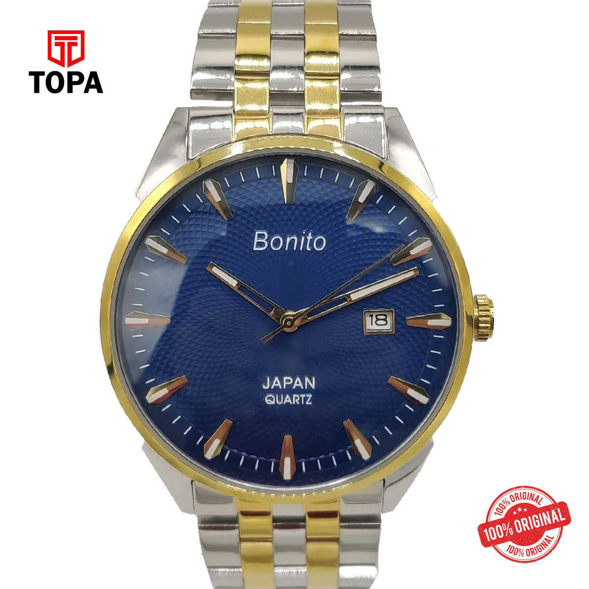 Topa Bonito-K-5145-TTGLD-BLU-Metal-Band-Men-Watch - Product Image 1