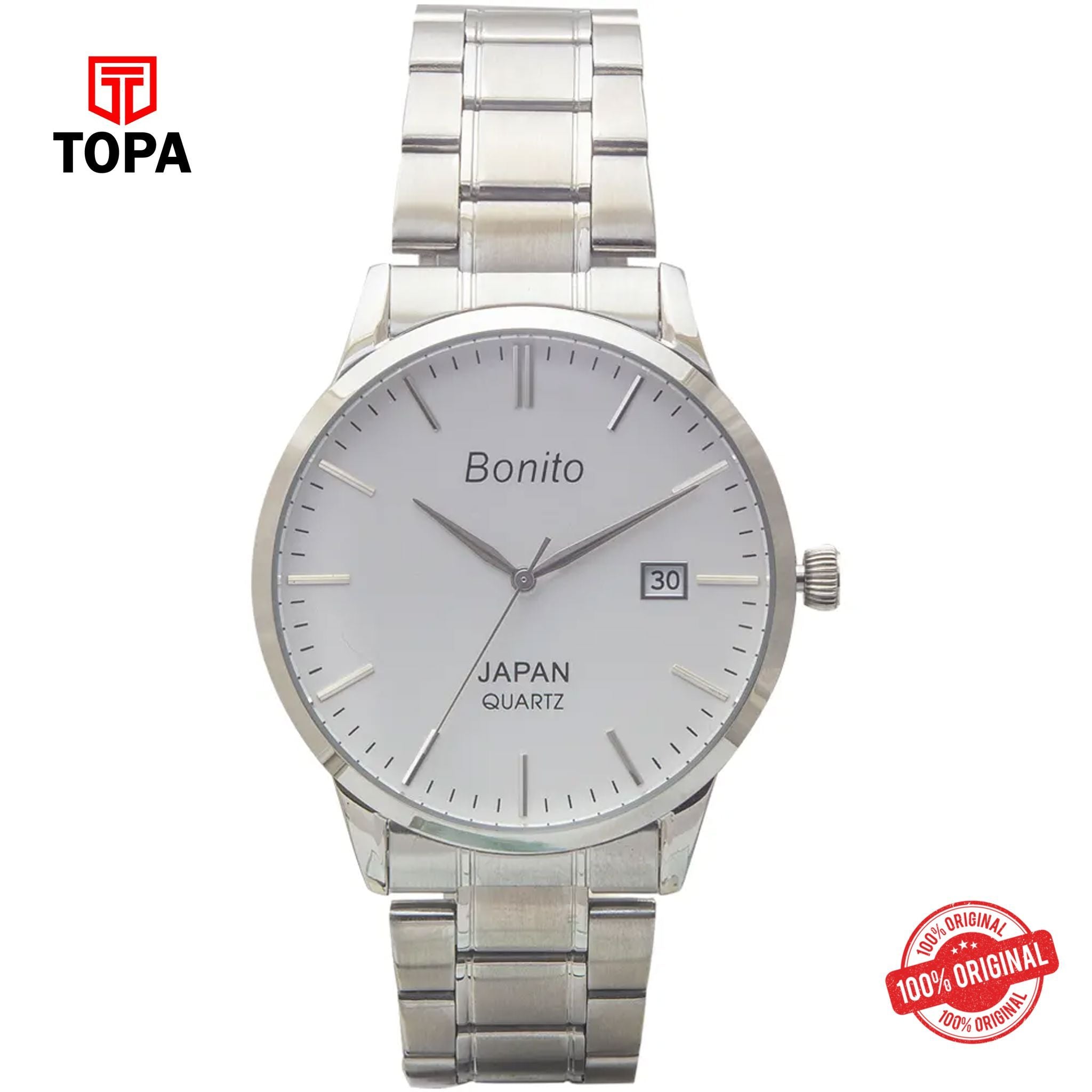 Topa Bonito-K-5147-CH-WHT-Metal-Band-Men-Watch - Product Image 1