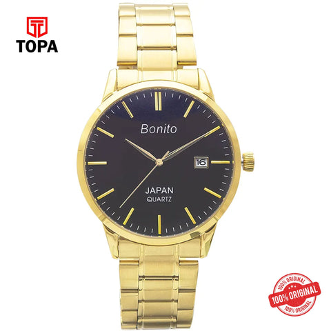 Topa Bonito-K-5147-GLD-BLK-Metal-Band-Men-Watch - Product Image 1