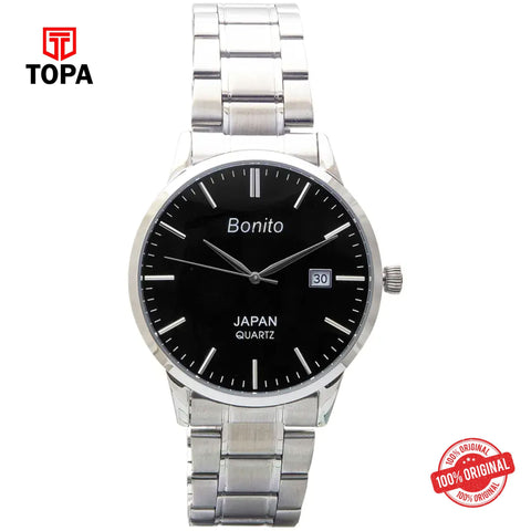 Topa Bonito-K-5147-ST-BLK-Metal-Band-Men-Watch - Product Image 1