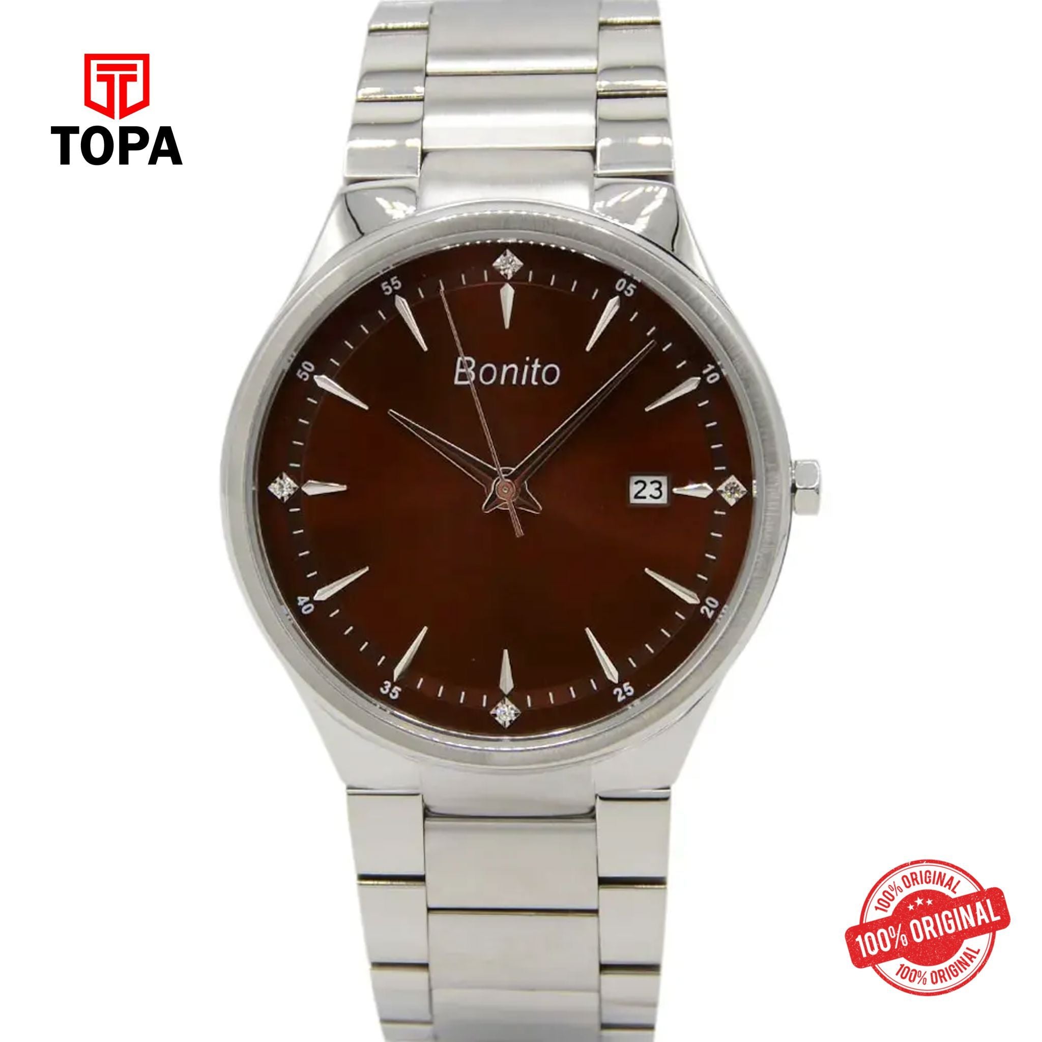 Topa Bonito-K-5149-CH-BRW-Metal-Band-Men-Watch - Product Image 1