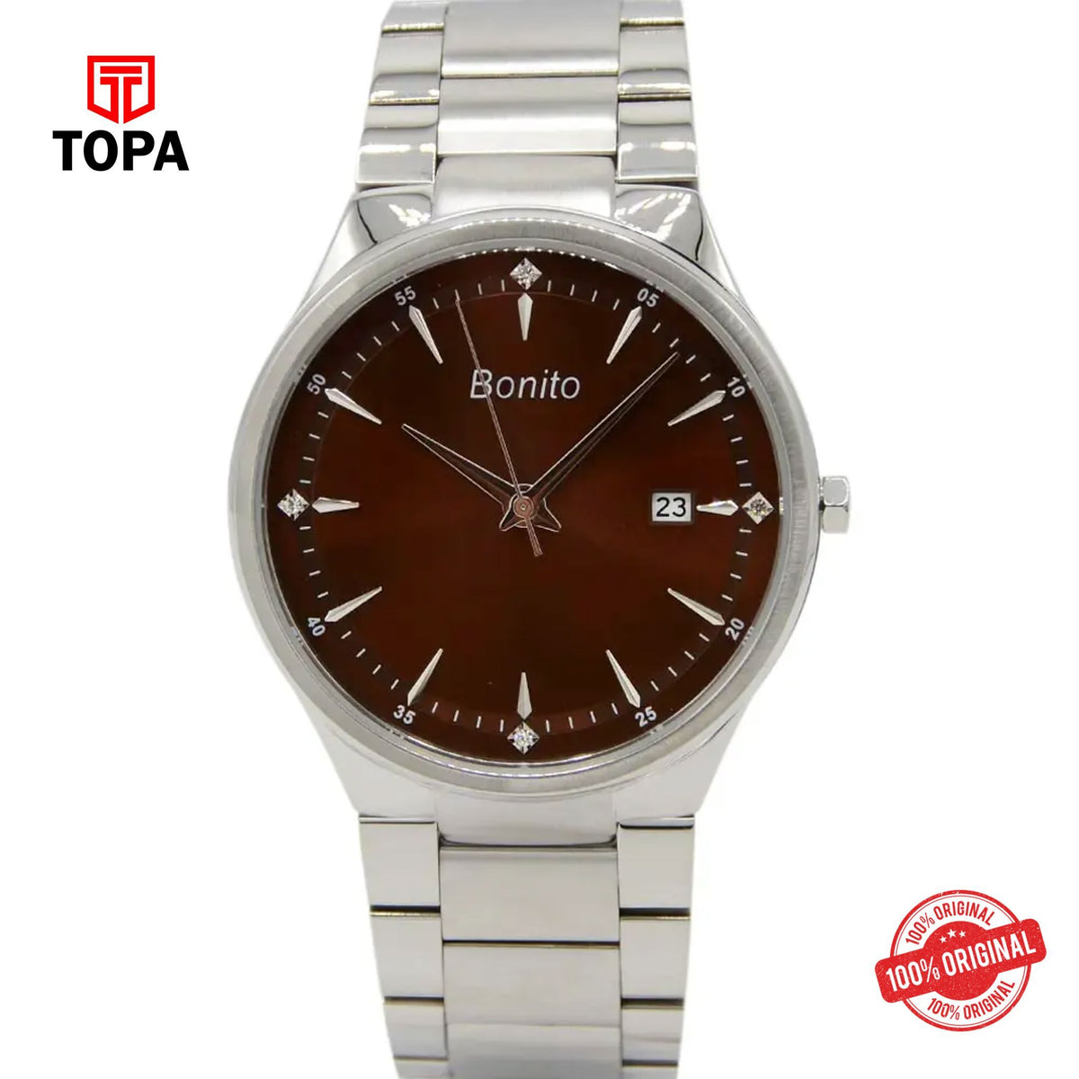 Topa Bonito-K-5149-CH-BRW-Metal-Band-Men-Watch - Product Image 1