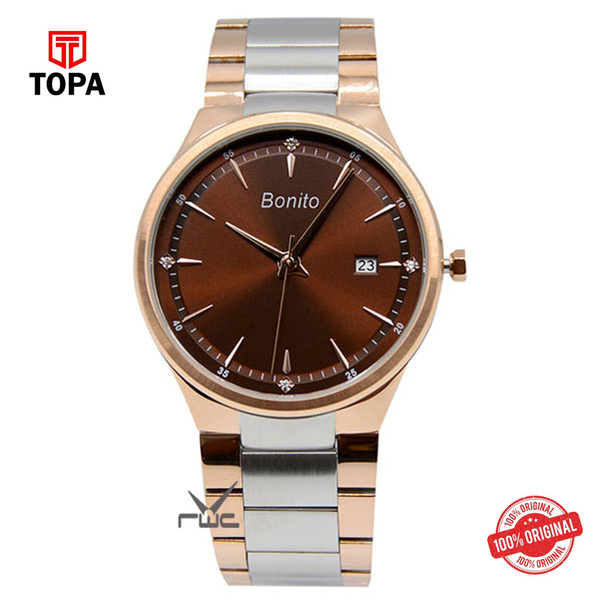 Topa Bonito-K-5149-RG-TT-Metal-Band-Mens-Watch - Product Image 1
