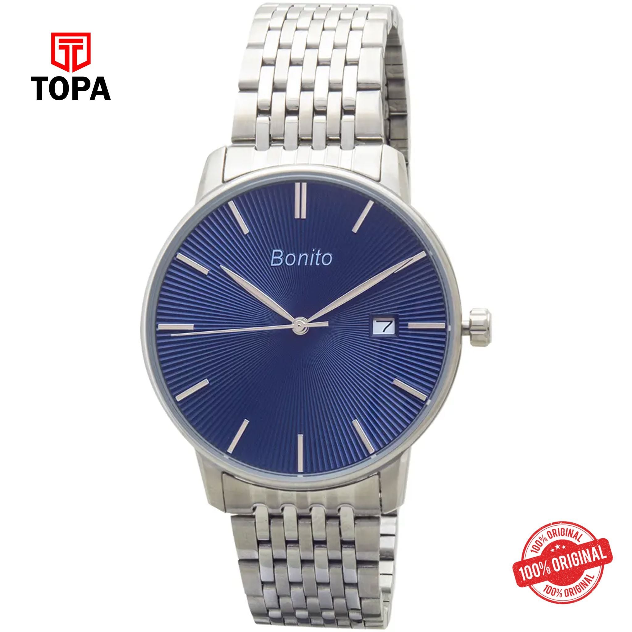 Topa Bonito-K-5150-CH-BLU-Metal-Band-Men-Watch - Product Image 1