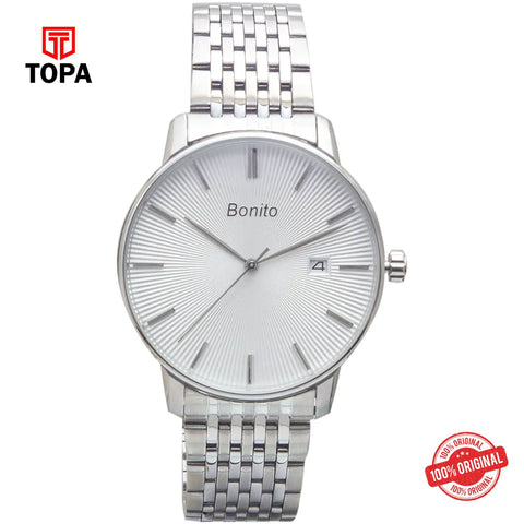 Topa Bonito-K-5150-ST-WHT-Metal-Band-Men-Watch - Product Image 1