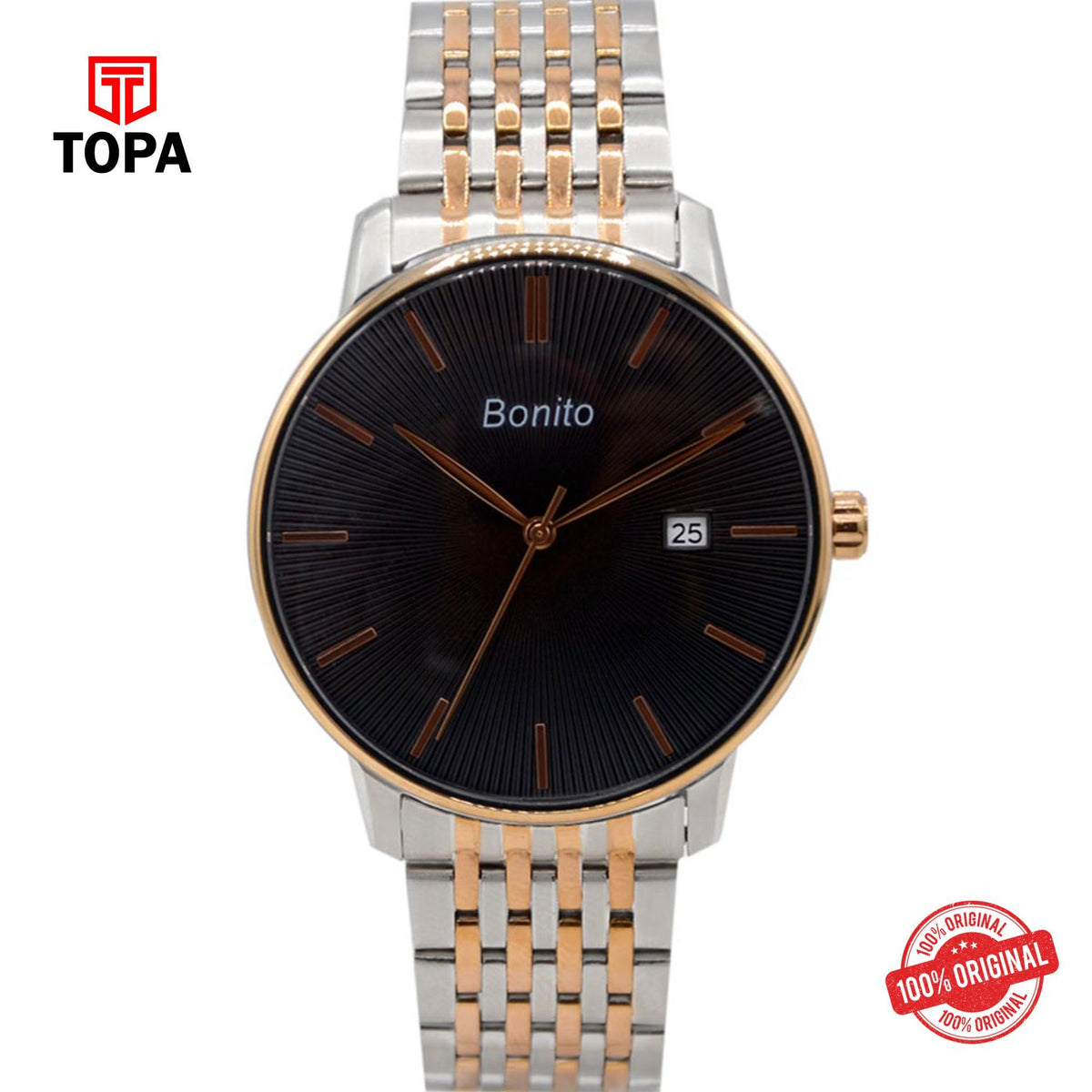 Topa Bonito-K-5150-TT-BLK-Metal-Band-Men-Watch - Product Image 1