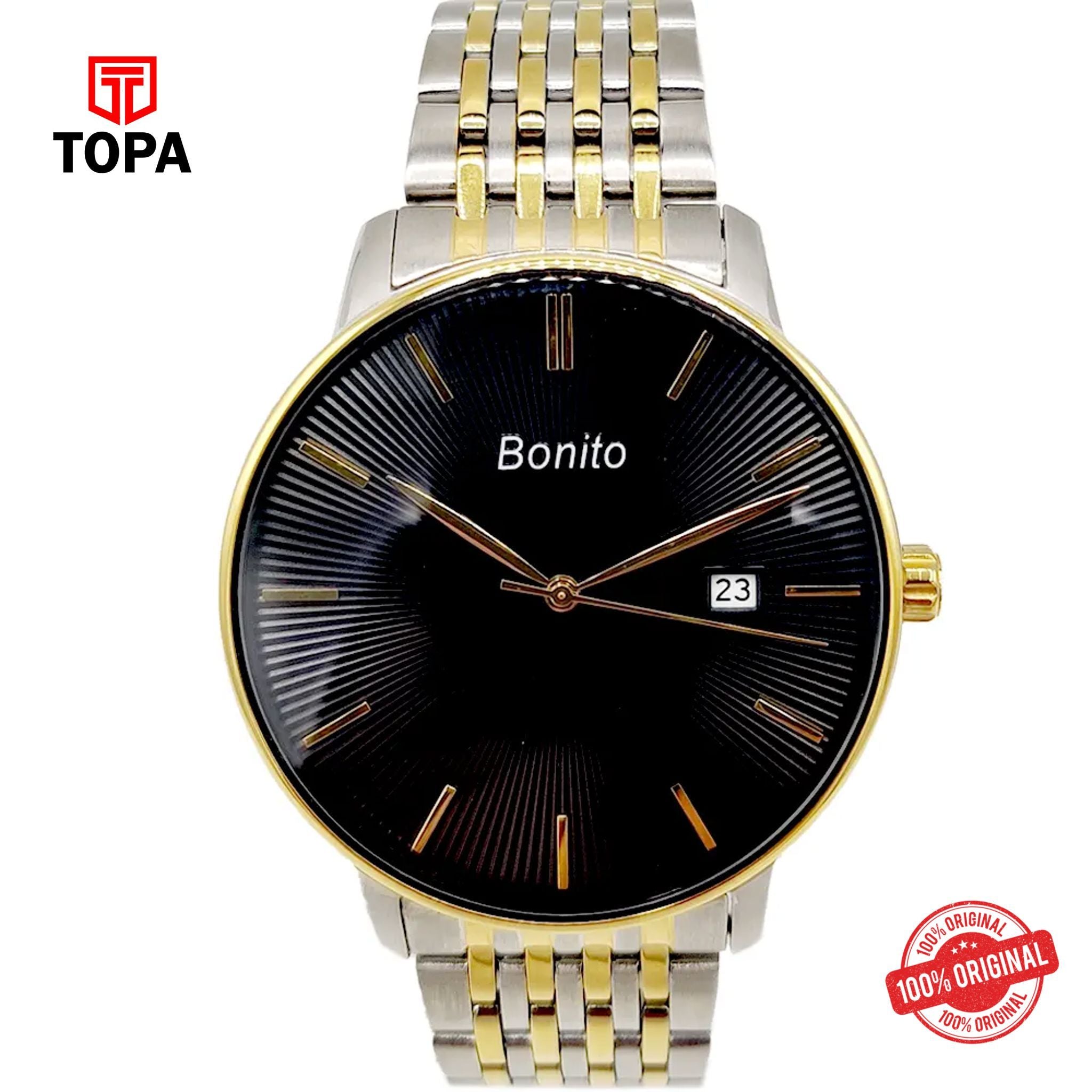 Topa Bonito-K-5150-TTGLD-BLK-Metal-Band-Men-Watch - Product Image 1
