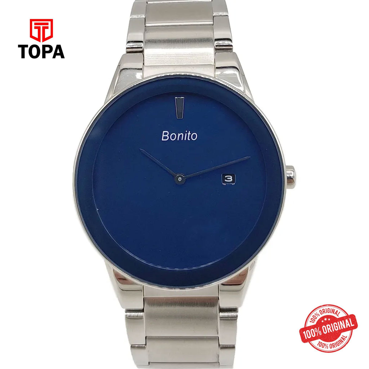 Topa Bonito-K-5155-CH-BLU-Metal-Band-Men-Watch - Product Image 1