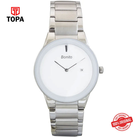 Topa Bonito-K-5155-CH-WHT-Metal-Band-Men-Watch - Product Image 1