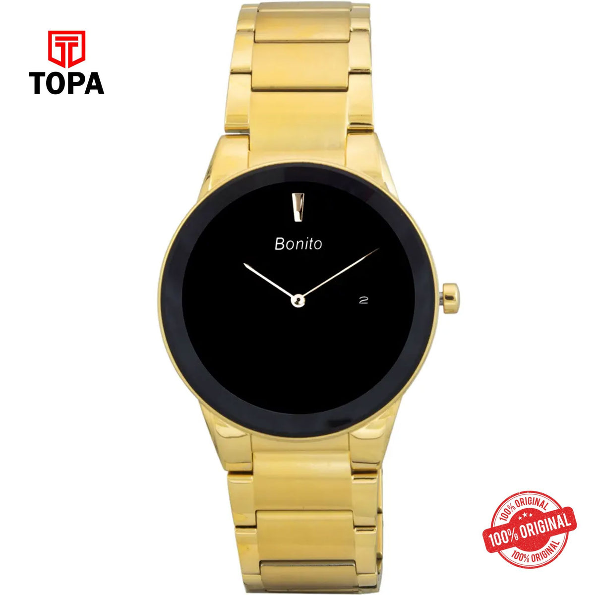 Topa Bonito-K-5155-GLD-BLK-Metal-Band-Men-Watch - Product Image 1