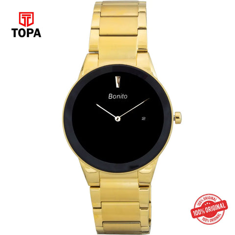 Topa Bonito-K-5155-GLD-BLK-Metal-Band-Men-Watch - Product Image 1