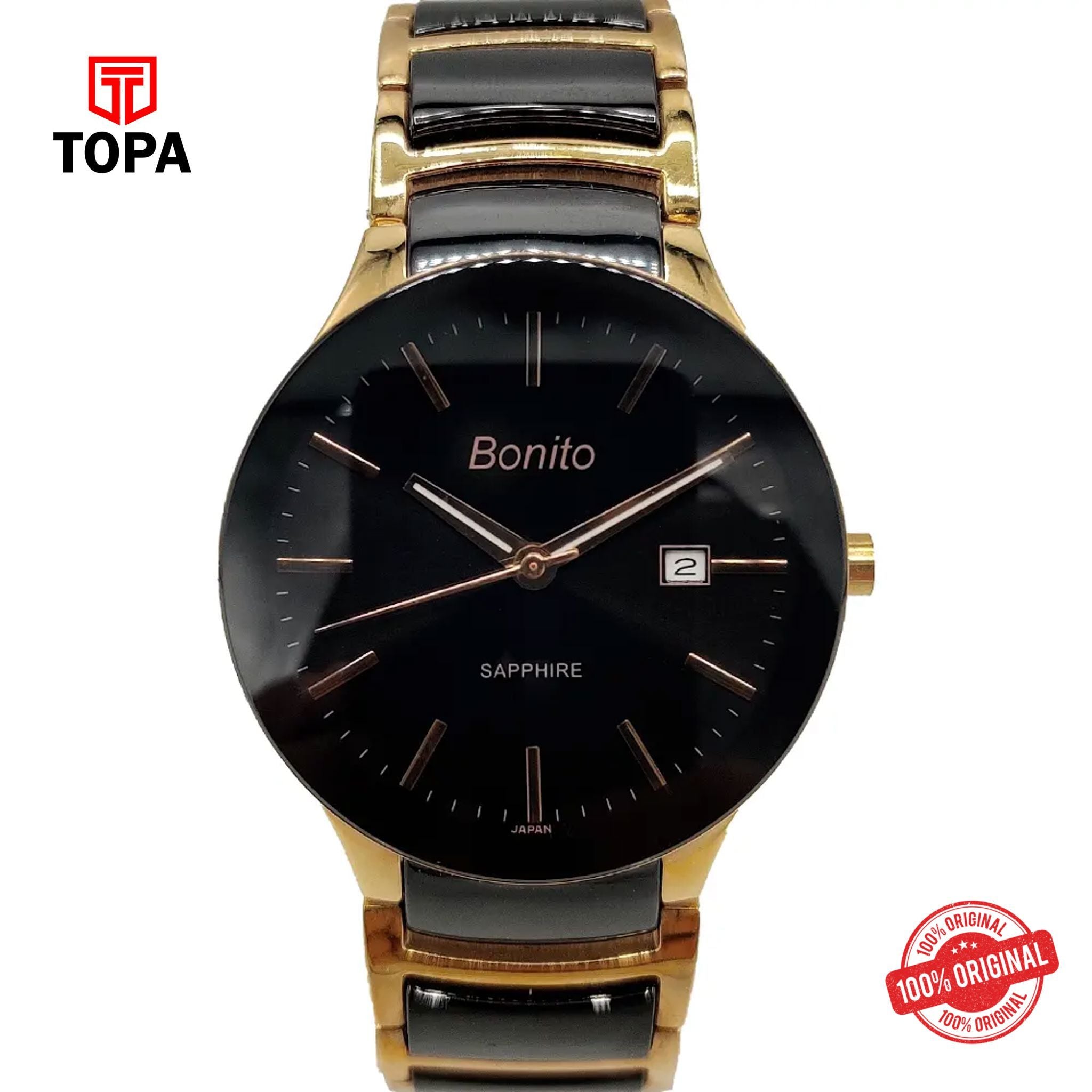 Topa Bonito-K-5200-TT-BLK-Metal-Band-Men-Watch - Product Image 1