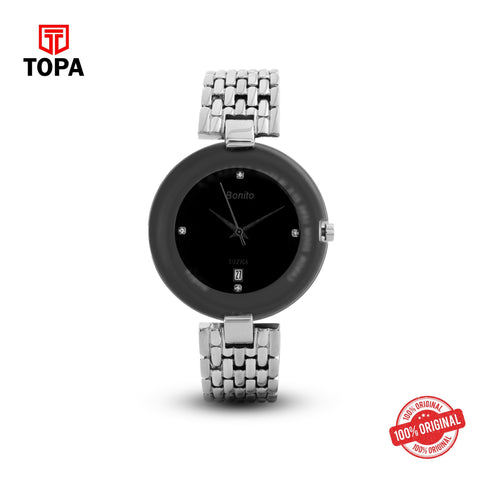 Topa Bonito-K-5565-ST-BLK-Metal-Band-Women-Watch - Product Image 1