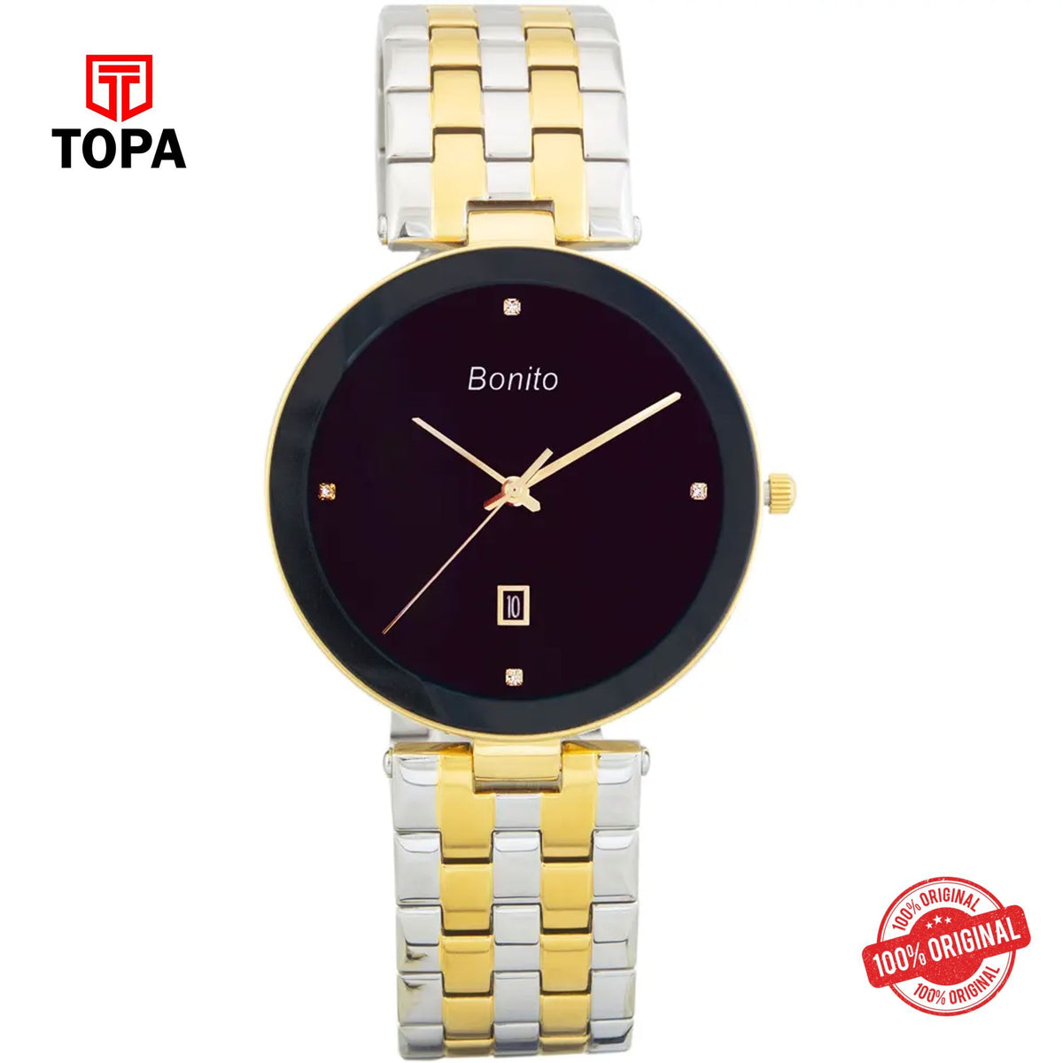 Topa Bonito-K-5568-TT-BLK-Metal-Band-Men-Watch - Product Image 1