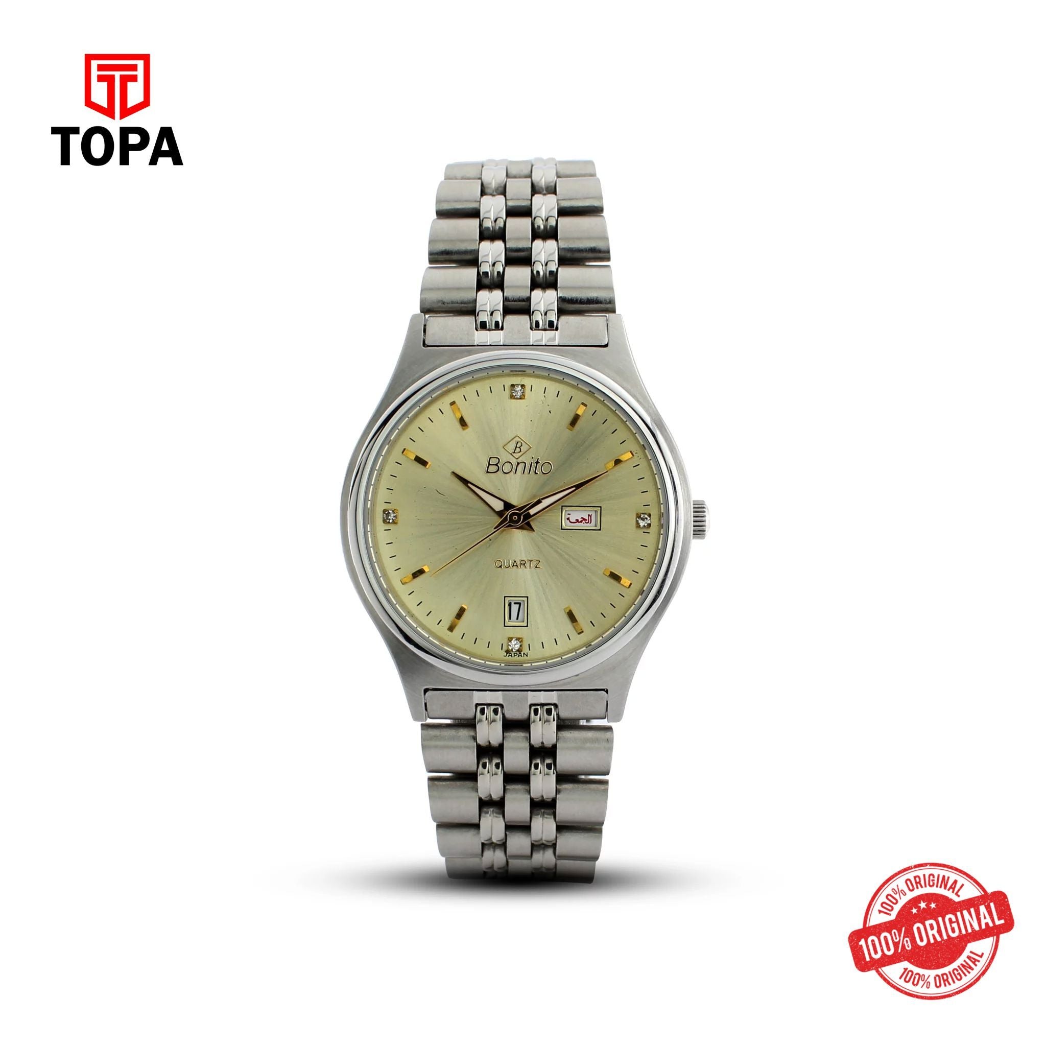 Topa Bonito-K-6001-ST-Champaign-Metal-Band-Watch - Product Image 1