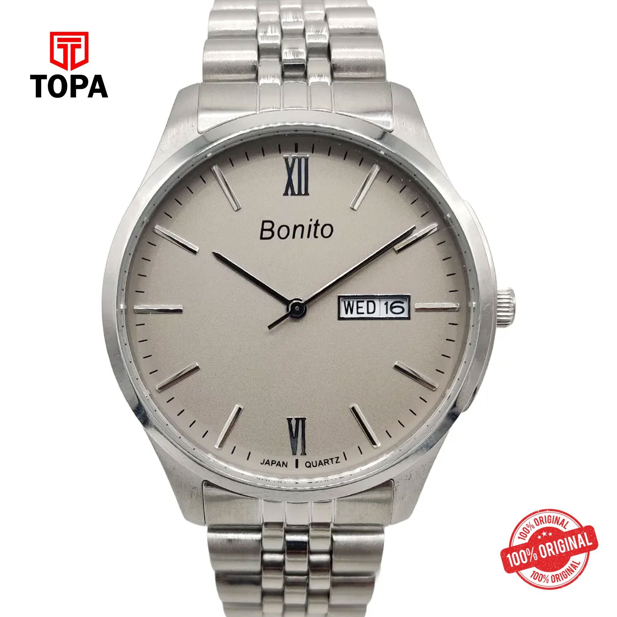 Topa Bonito-K-6003-CH-GRY-Metal-Band-Men-Watch - Product Image 1