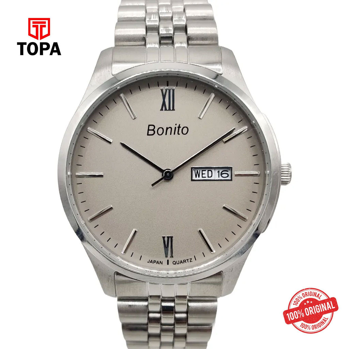 Topa Bonito-K-6003-CH-GRY-Metal-Band-Men-Watch - Product Image 1