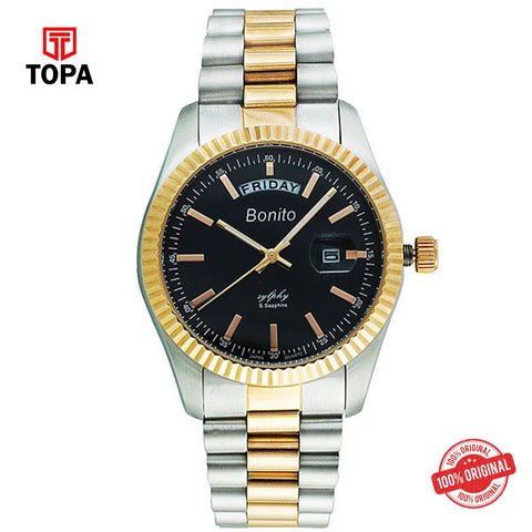 Topa Bonito-K-6012-TT-G-Blk-Metal-Band-Mens-Watch - Product Image 1