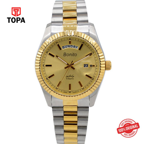 Topa Bonito-K-6012-TT-G-Gld-Metal-Band-Mens-Watch - Product Image 1