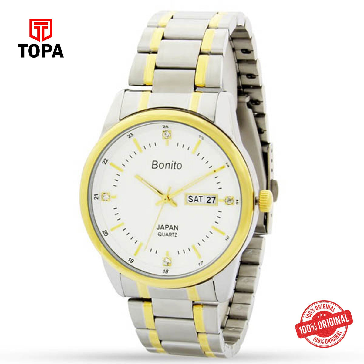Topa Bonito-K-6109-TT-WT-Metal-Band-Mens-Watch - Product Image 1