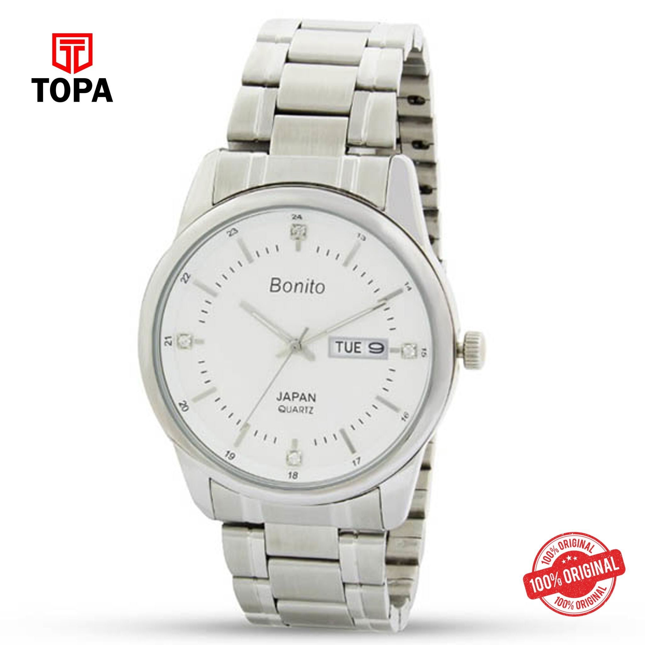 Topa Bonito-K-6109-WHT-Metal-Band-Mens-Watch - Product Image 1