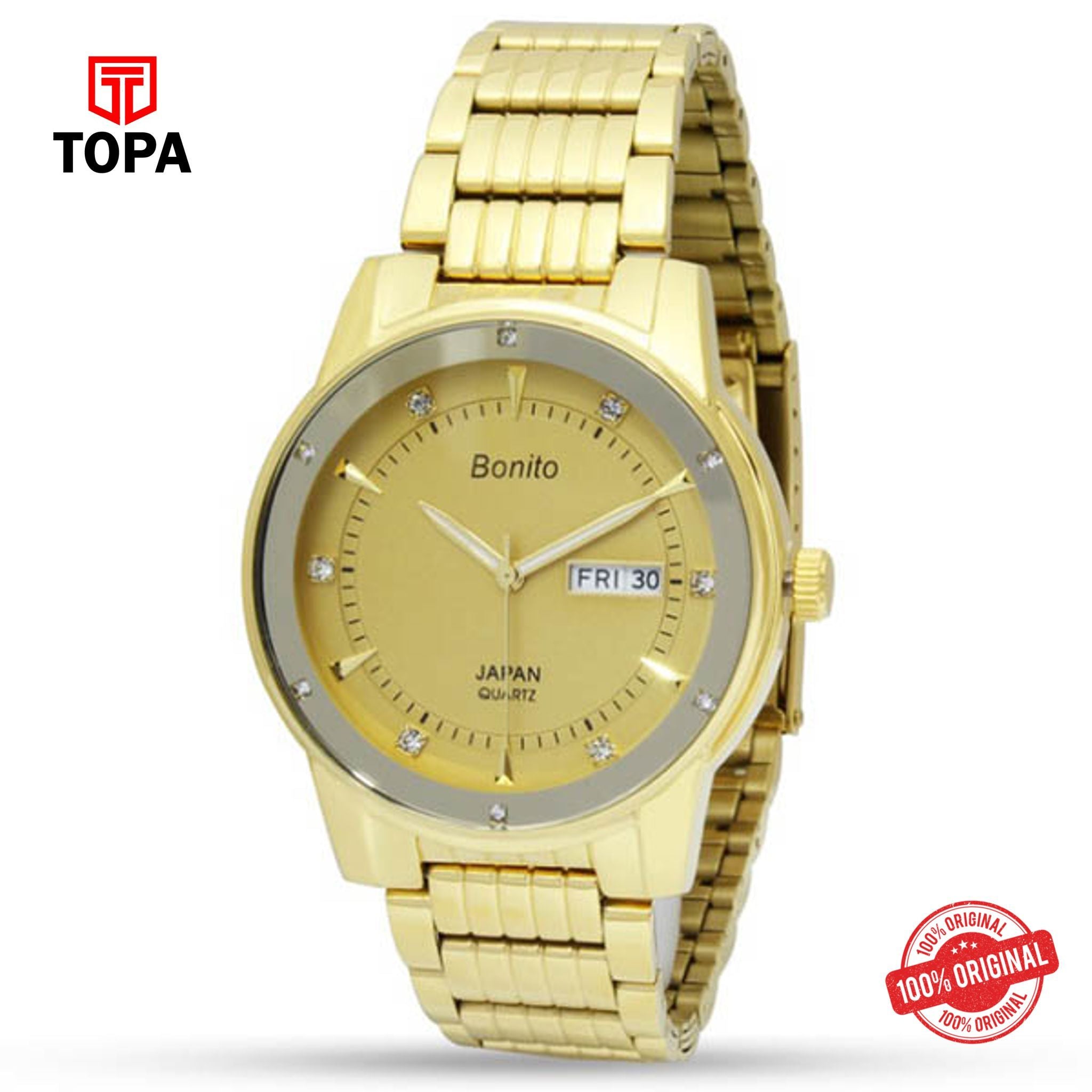 Topa Bonito-K-6110-GLD-Metal-Band-Mens-Watch - Product Image 1